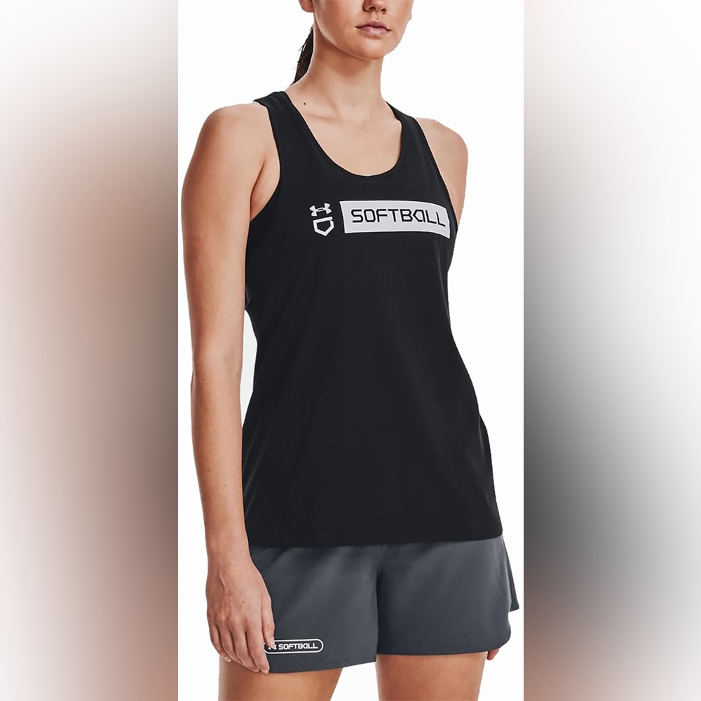 Under Armour Womens Softball Wordmark Bar‎ Tank Top - Quick-Drying Cotton Blend